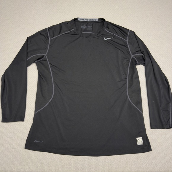 Nike Other - Nike Pro Combat Dri-FIT Long Sleeve Shirt Mens XXL Black Fitted Training Top